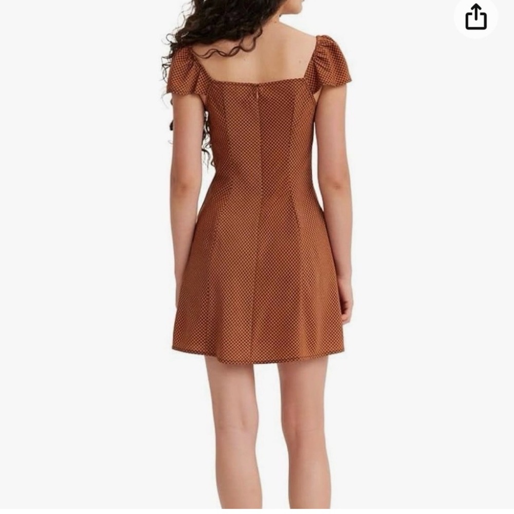 Levi’s Misha Mini Dress Small Orange Black Gingham Fit Flare - Picture 5 of 5